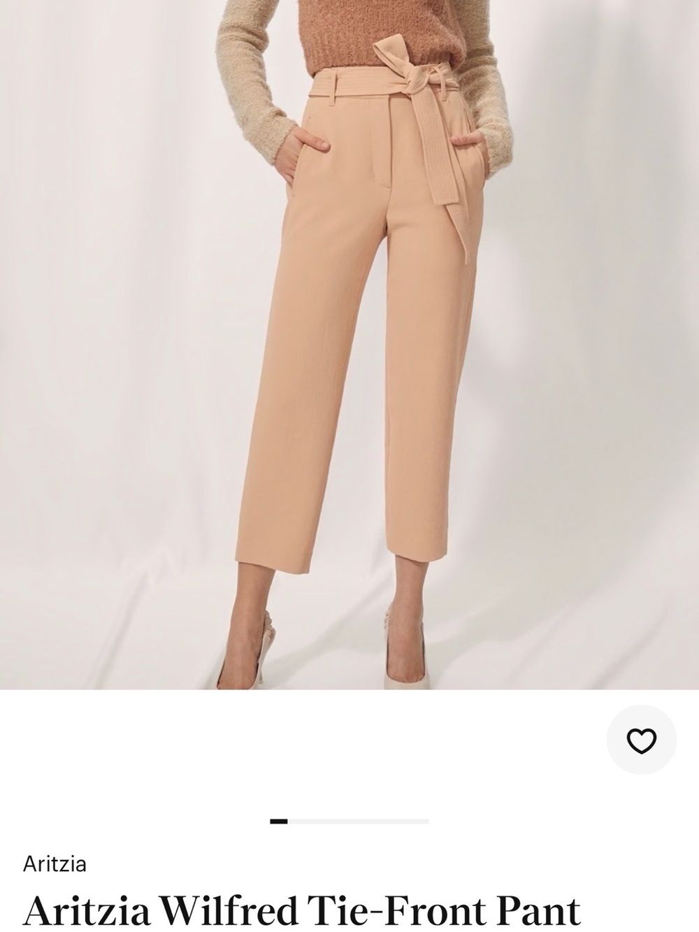 Wilfred Tie-Front Cropped Pants in Blush Beige